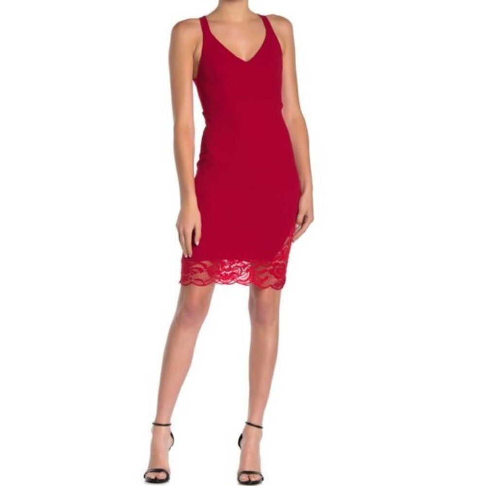 Velvet Torch Red Lace Racerback Sheath Dress